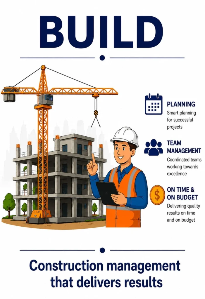 Construction project management using BIM for planning, team coordination, scheduling and on-time project delivery.