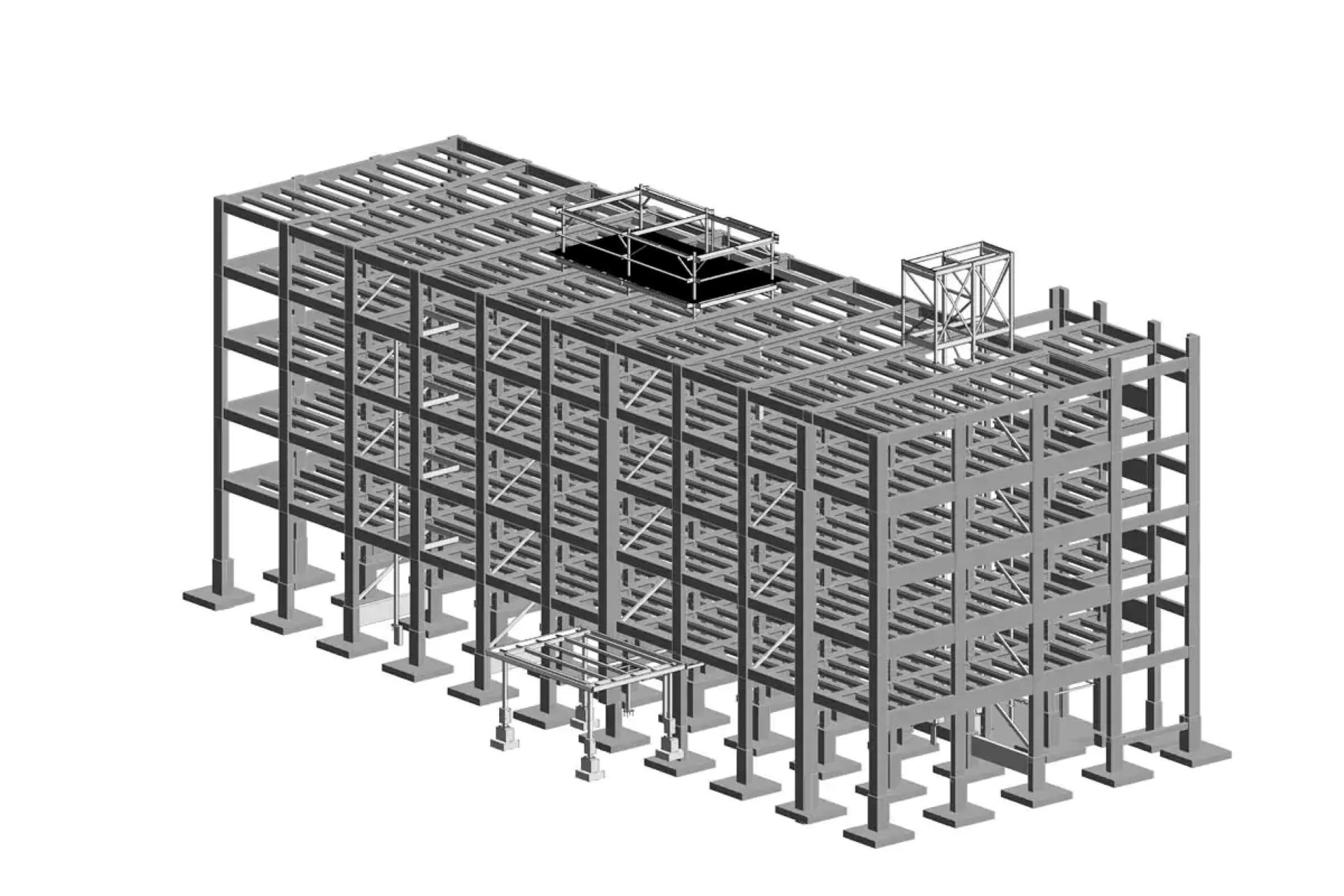 Structural BIM model for reinforced concrete and steel buildings to improve coordination, constructability, and engineering accuracy.