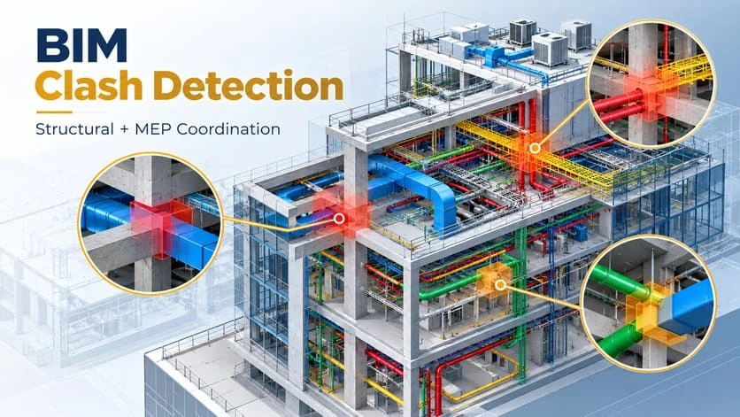 BIM clash detection and multidisciplinary coordination between structural and MEP systems